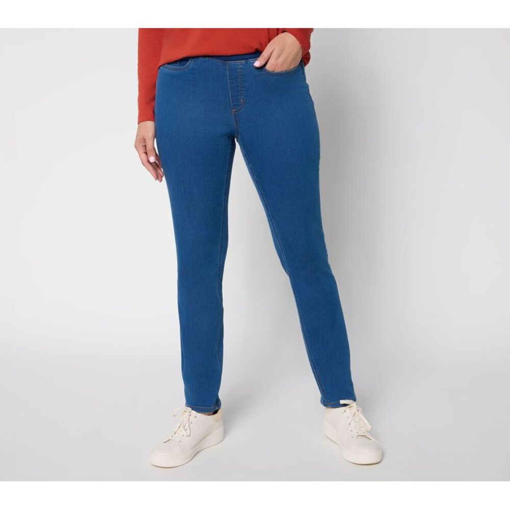 Sorbus Women's Petite Pants PXL Denim & Co. Comfy Knit Jeans w Blue A704997